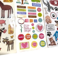 Mambi Sticks Sticker Set Farm Animals Family Dogs Adopt a Pet 3D Scrapbooking
