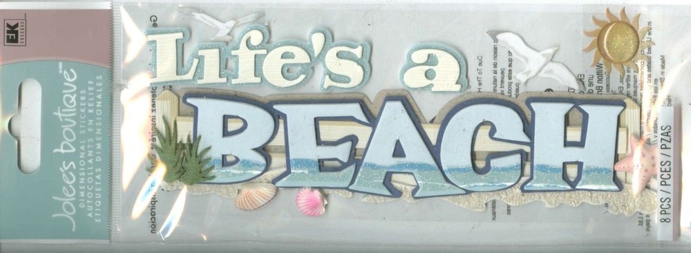 BEACH SHORE Sun Sand Castle Shells Bikini Shovel Fun Waves Tan Jolee’s stickers