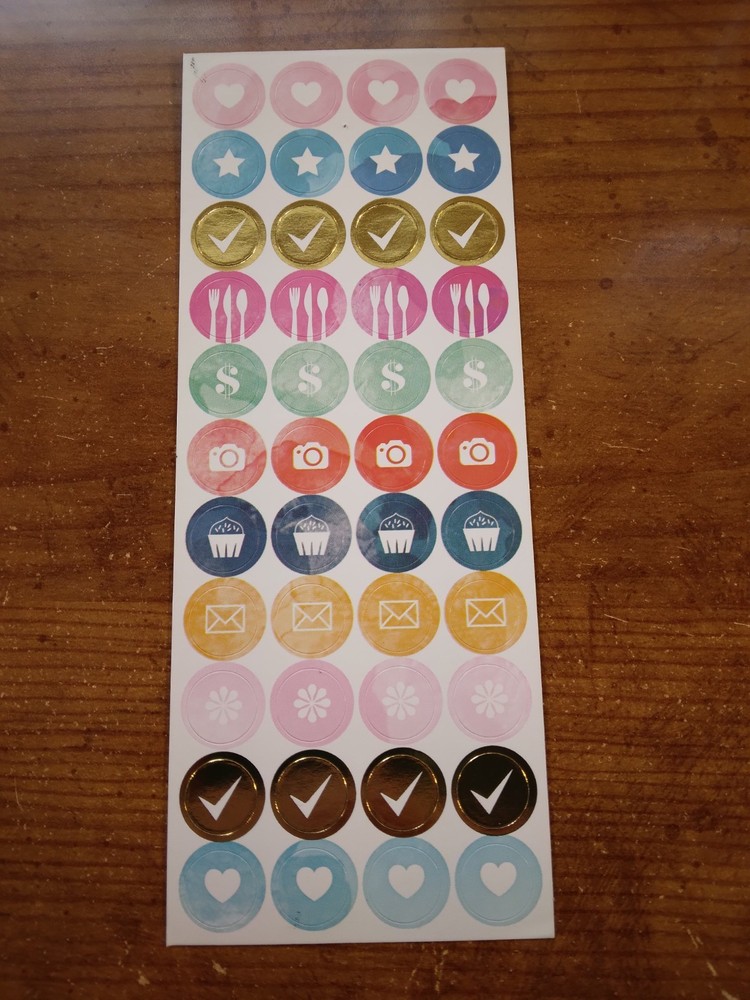 Recollections Planner stickers 44 dots hearts stars Camera Check Mark 278542