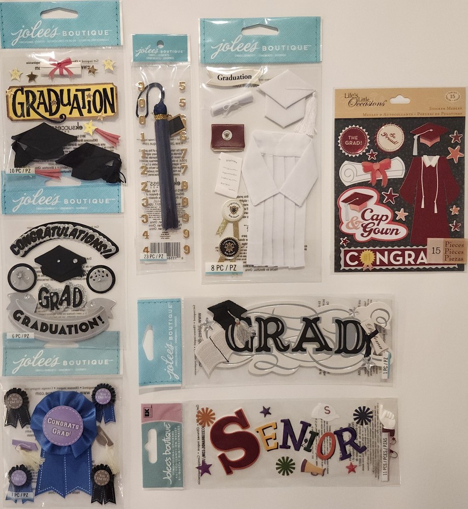 Lot Of 8 JOLEE’S BOUTIQUE K&COMPANY Dimensional Scrapbooking Stickers GRADUATION