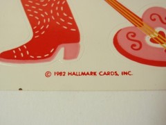 Lot 9 Sheets Vintage Hallmark Valentine Stickers: Hearts, Red Foil, Teddy Bear