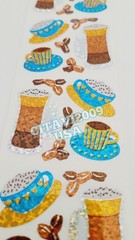 HAMBLY STUDIOS PRISMATIC STICKERS FOOD DRINKS COFFEE CAPPUCCINO LATTE VINTAGE.