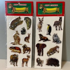 Vintage Puffy Animal Stickers Horse Lion Giraffe Zebra Monkey & More