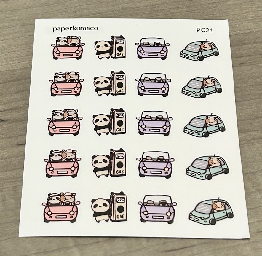 NEW PaperKumaCo Critter Cars 🚗 Sticker Sheet Paper Kuma Co PKC Stickers