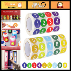 9 Rolls Color-Coded Circle Stickers 1 Inch Self-Adhesive Number Labels 500/roll