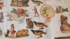 Fantastic Lot Antique Die Cut Scraps Dogs Cats Horses Children Birds 1800s