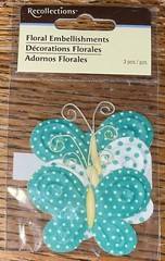 Recollections Teal Green Wht Polkadot Butterfly Butterflies Floral Scrapbook Em