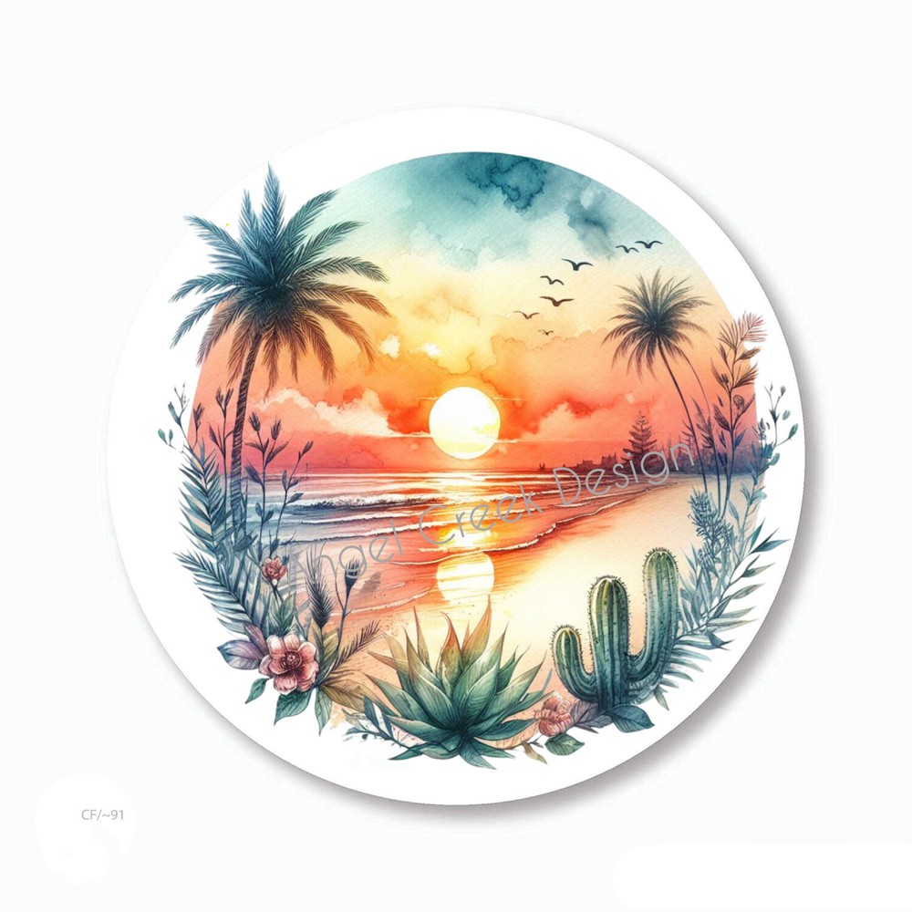 Gorgeous Tropical Paradise Sunset Stickers Party Favors Envelope Seals Labels