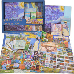 Scrapbooking Supplies Kit Plus 480Pcs, Vintage Van Gogh Oil Painting Aesthetic S