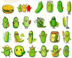 75 Piece Small Candy Lollipop, Cucumber, And Pineapple Stickers
