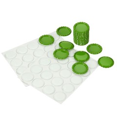 40 Set Bottle Caps for Crafts, Caps with Epoxy Stickers, Light Green