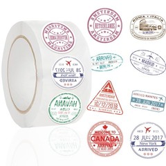 Cute Passport Stamp Series Roll Stickers (500 Pcs/Roll) – PVC Decorative Decals