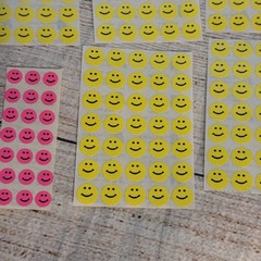 American Teaching Aids Vintage neon smiley face small stickers yellow pink