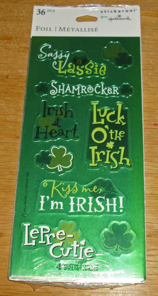 Hallmark St Patrick’s Day Foil Stickers Irish Shamrocks 36 pcs Free Ship at $15