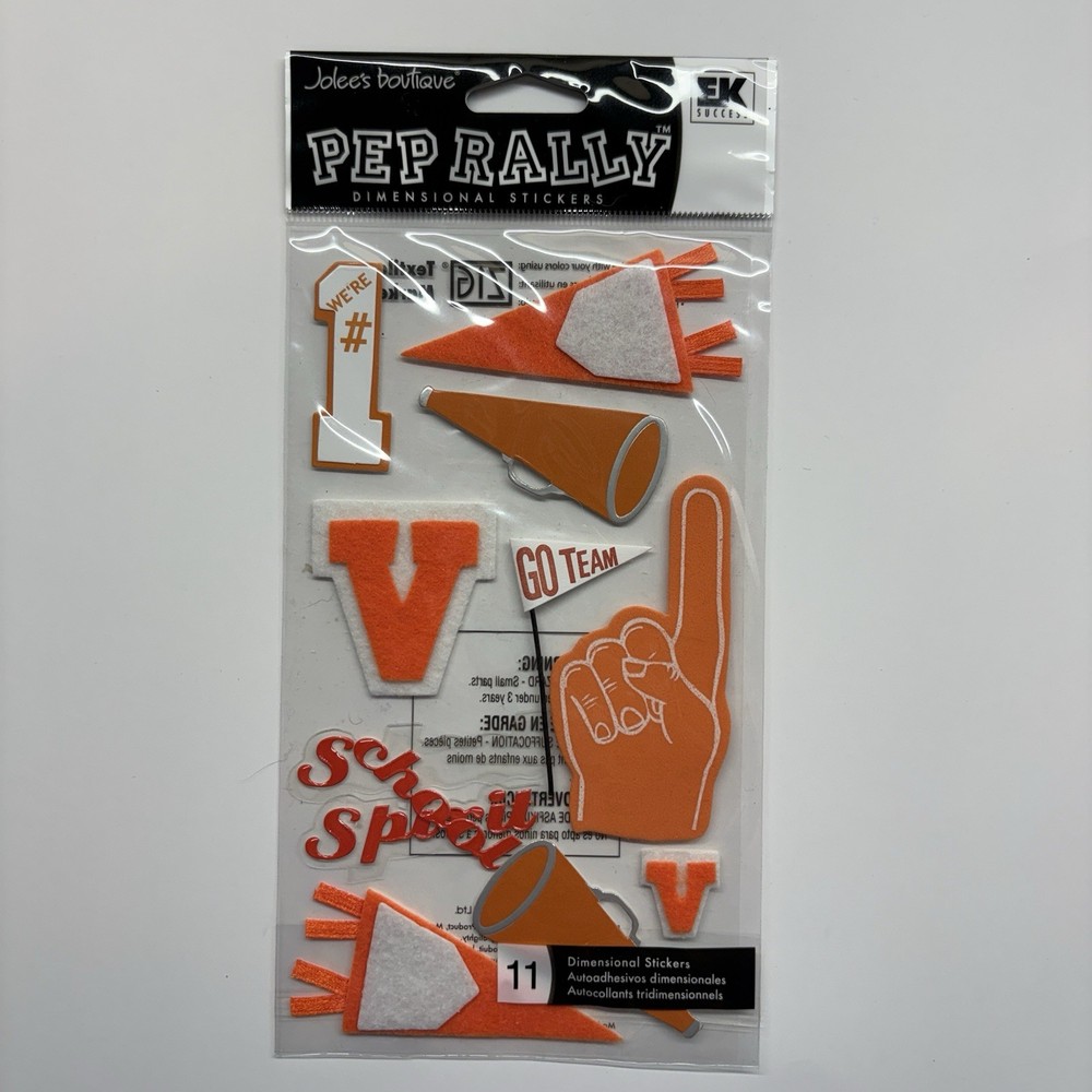 Jolee’s Boutique PEP RALLY 11 Dimensional Stickers School Spirit Orange