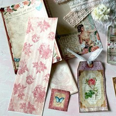 20pc Shabby Chic Junk Journal Making Kit, Handmade Ephemera, Cards, Lace Pockets
