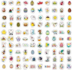 100Pcs Easter Stickers for Kids, Bunny Stickers Vinyl Waterproof Stickers Pac…