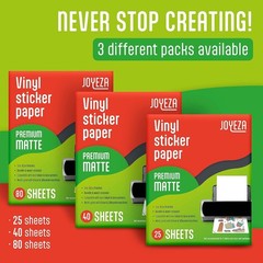 Printable Vinyl Sticker Paper White Waterproof Matte 25 Sheets for Inkjet & L…