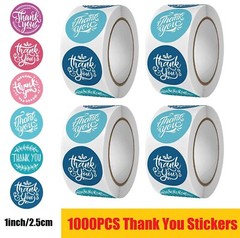 1000Pcs 1″ Assorted Floral Thank You Stickers Round Gift Wrapping Sealing Labels