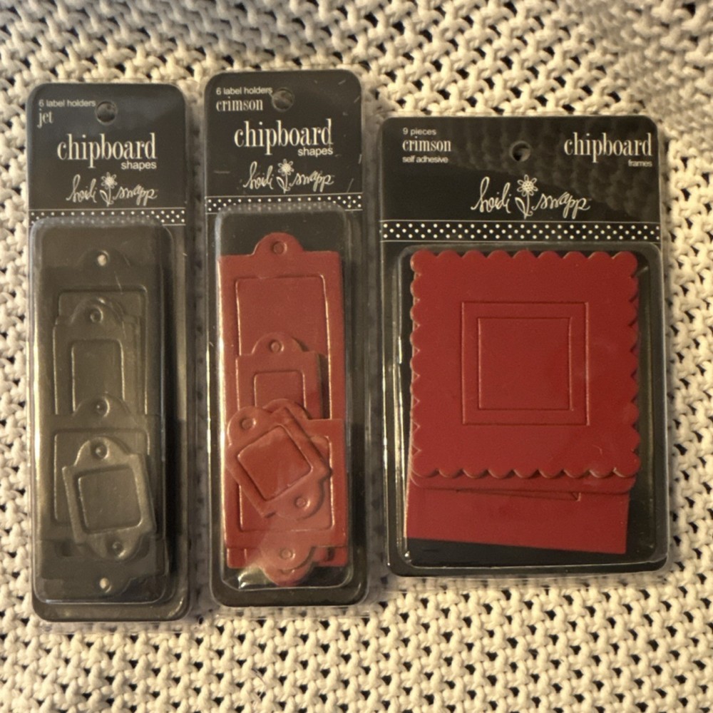 Heidi Swapp Chipboard Shapes & Frames Crimson Jet Scrapbooking Chipboard Accents