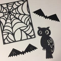 Anna Griffin Spiders & Specters Sampler Webs & Jack O’Lanterns, Bat, Owl #2