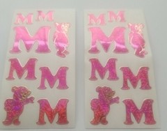 Set of 2 sheets of vintage introduct glitter stickers «M» discontinued Germany