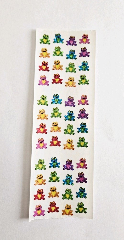 Vtg Sandylion Stickers Strip Micro Rainbow Frogs prismatic