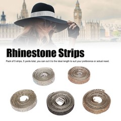 5pcs Self Adhesive Rhinestone Strips 5 Yards Total 1cm Width Cuttable DIY Rhines