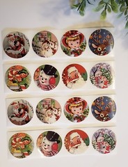16 Cute Vintage Style Christmas Stickers/Retro Christmas Stickers Labels Seals