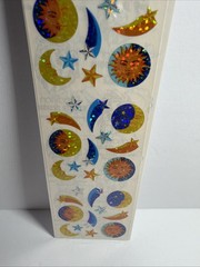 Vintage Sandylion Sun Moon Shooting Stars Celestial Stickers Prismatic 90s NEW
