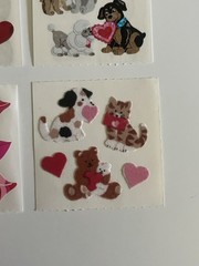 Vintage Sandylion Lot Of 4 Mods Hearts Valentines Stickers love Fuzzy Glitter
