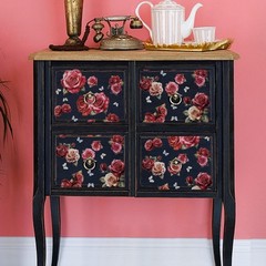 3Pcs/Set Red Rose Rub on Transfers for Furniture and Crafts 6X12 Inch Butterfly