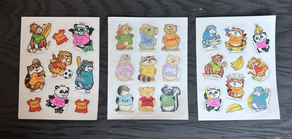 3 sheets Vintage Shirt Tales Stickers 1984 Hallmark