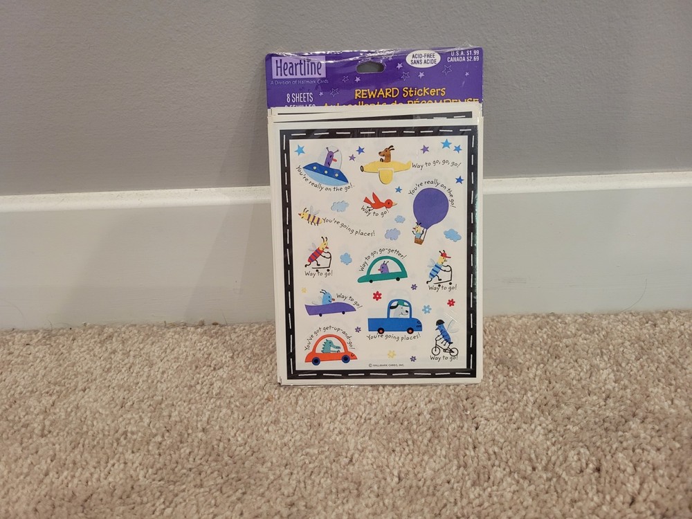 New Heartline Hallmark Reward Stickers 8 Sheets Vehicles