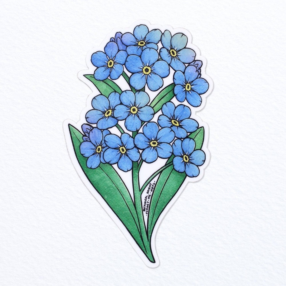 Forget Me Not Sticker – Alaska State Flower – Waterproof Vinyl Floral Decal