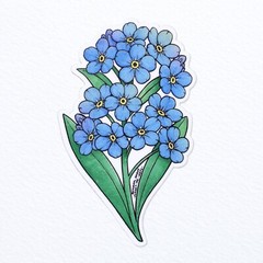 Forget Me Not Sticker – Alaska State Flower – Waterproof Vinyl Floral Decal