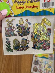 Vintage Holographic Shiny Foil Laser Easter Stickers 3D Pins 80s NEW Lot