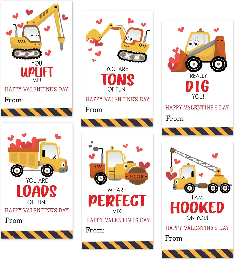 6 Style Happy Valentine Day Gift Tag Sticker, Cute Truck Theme Label Sticker for