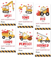 6 Style Happy Valentine Day Gift Tag Sticker, Cute Truck Theme Label Sticker for