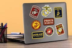 MARINES CORPS BADGES VARIETY DIE CUT VINYL 50 CT STICKER PACK