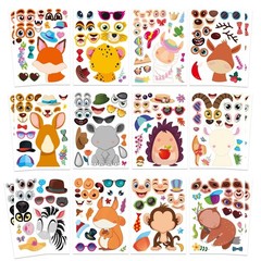 48 PCS Make a Face Stickers Sheets for Kids, Make Your Own Animal Mix and Mat…
