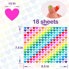 Heart Stickers, 4050 Pieces, 1/2 Inch Mini Colorful Stickers for Kids