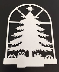 Christmas Die Cuts * Christmas Tree in Window * Set of 12 * White Cardstock *