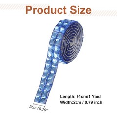 0.79 Inch x 1 Yard Crystal Rhinestone Sticker Ribbon, Blue