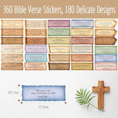 360PCS Bible Verse Stickers, 180 Retro Typewriter Style Designs Christian Religi