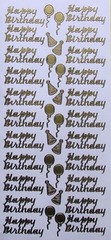 HAPPY BIRTHDAY PEEL OFF STICKERS Balloons Party Hats Script – 4 Colours