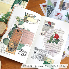 Washi Vintage Stickers for Scrapbooking – Ephemera Book for Journaling with 453