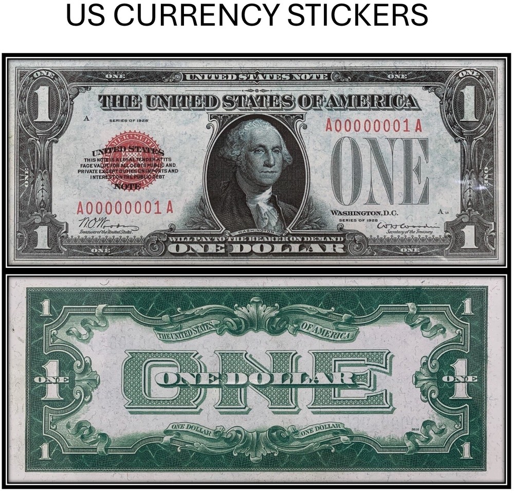 $1 One Dollar 1928 Legal Tender Note (US CURRENCY STICKERS)