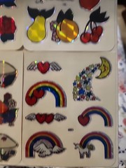 NEW Stickers Prism BJ Sticker Sheet Vintage 80s Holographic Mushrooms fruit