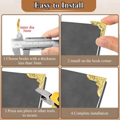 100pcs Metal Book Corner Protectors,Silver Decorative Scrapbooking Photo Moun…